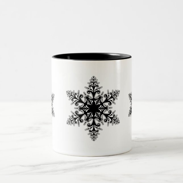 Caneca De Café Em Dois Tons Flocos de neve de feriado (Centro)