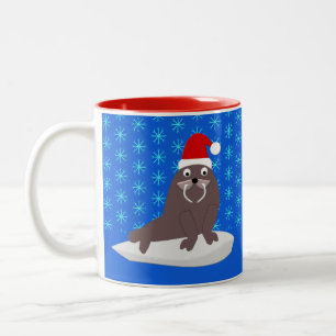 Caneca De Café Em Dois Tons Flocos de neve e de marrã-natalina