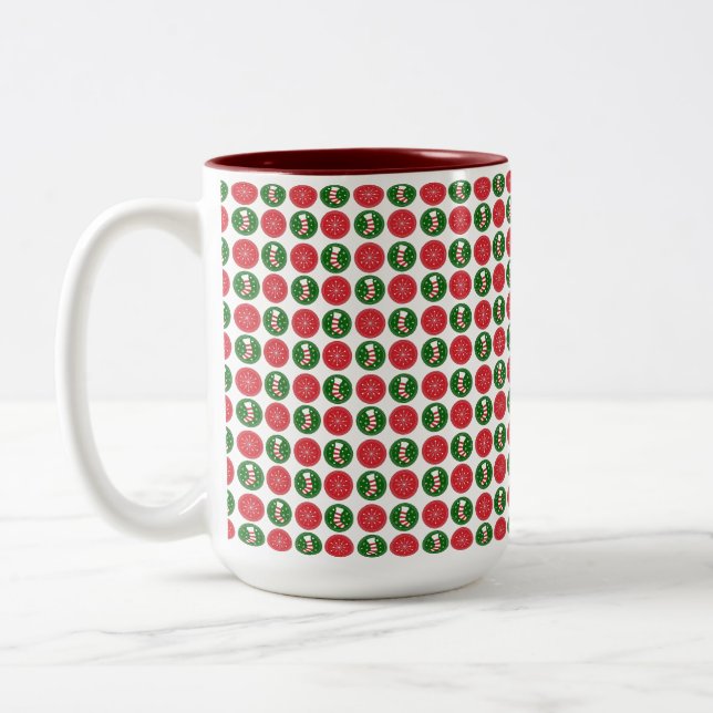 Caneca De Café Em Dois Tons Flocos de neve e Stockings (Esquerda)