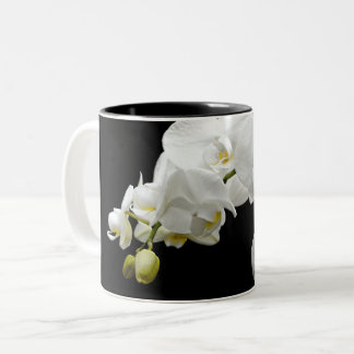 Caneca De Café Em Dois Tons Flor branco de orquídea