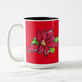 Caneca De Café Em Dois Tons Flor da Véspera de Natal