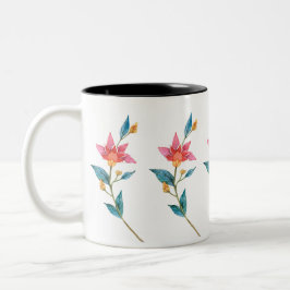 Caneca De Café Em Dois Tons Flor de aquarela rosa
