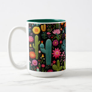Caneca De Café Em Dois Tons Flor de Cacto