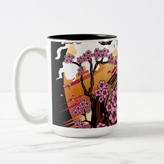 Caneca De Café Em Dois Tons Flor de Cereja Selvagem (Esquerda)