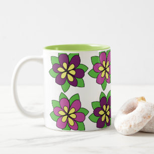 Caneca De Café Em Dois Tons Flor de Clematite Roxa