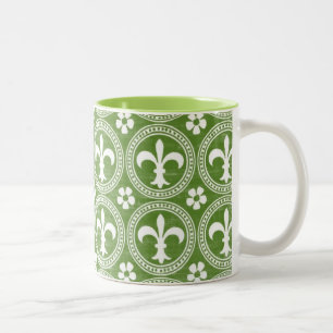 Caneca De Café Em Dois Tons Flor de lis