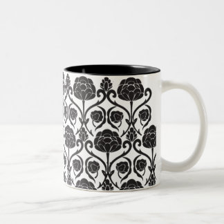 Caneca De Café Em Dois Tons Flor de lis preta