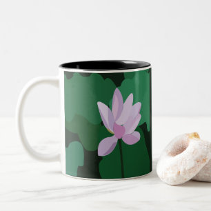 Caneca De Café Em Dois Tons Flor de Lotus Rosa
