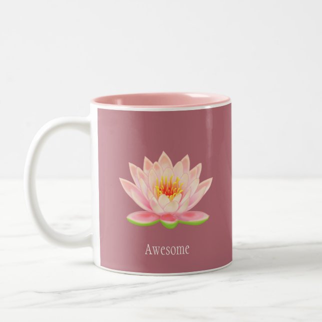 Caneca De Café Em Dois Tons Flor de Lótus Rosa em Ouro Rosa (Esquerda)