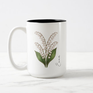 Caneca De Café Em Dois Tons Flor de Nascimento Personalizada Lírio-do-Vale de