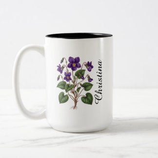 Caneca De Café Em Dois Tons Flor de Nascimento Violeta Personalizada de Fevere