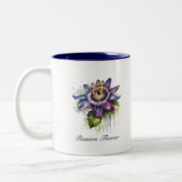 Caneca De Café Em Dois Tons Flor de Paixão Roxa Café Botânico Estilo