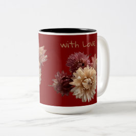 Caneca De Café Em Dois Tons Flor de palha rosa e maurica com amor vermelho-esc