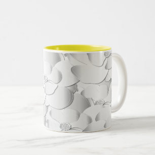Caneca De Café Em Dois Tons Flor de Prata