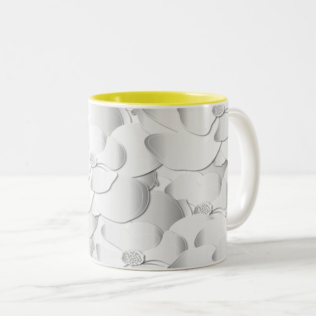Caneca De Café Em Dois Tons Flor de Prata (Frente Esquerda)