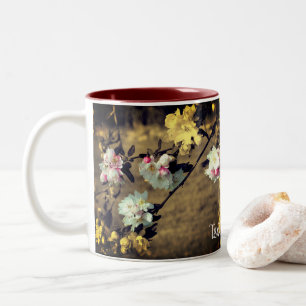 Caneca De Café Em Dois Tons Flor de Sépia Personalizada