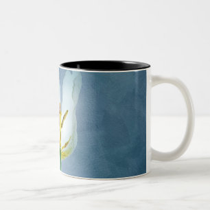 Caneca De Café Em Dois Tons Flor de tulipa branca