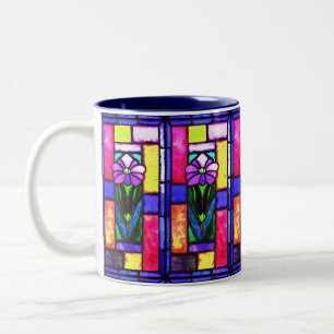 Caneca De Café Em Dois Tons Flor de vidro púrpura manchado