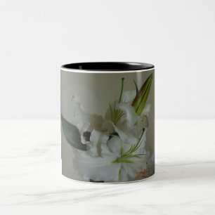 Caneca De Café Em Dois Tons Flor do lírio branco