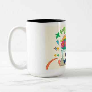 Caneca De Café Em Dois Tons Flor feliz