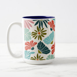 Caneca De Café Em Dois Tons Flor Moderna Gorda