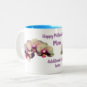 Caneca De Café Em Dois Tons Flor Orquídea de Dia de as mães Feliz Personalizad