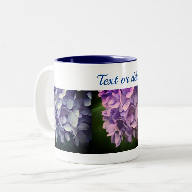 Caneca De Café Em Dois Tons Flor Personalizado de Hipodrangea Doce (Frente Esquerda)