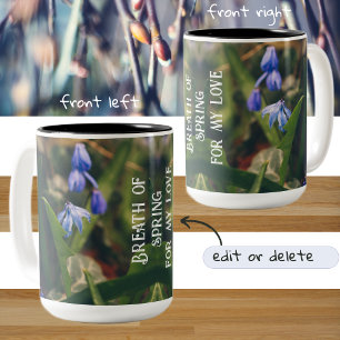 Caneca De Café Em Dois Tons Flor Primavera azul