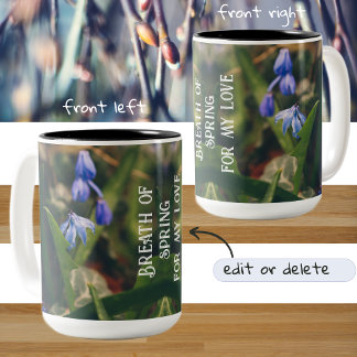 Caneca De Café Em Dois Tons Flor Primavera azul