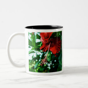 Caneca De Café Em Dois Tons Flor Red Hibiscus