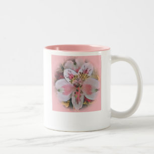 Caneca De Café Em Dois Tons Flor rosa Amaryllis