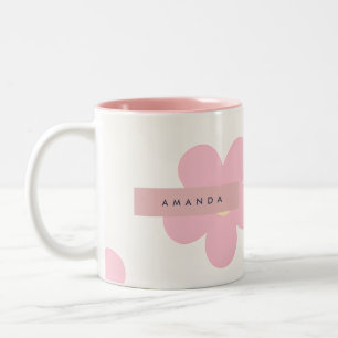 Caneca De Café Em Dois Tons Flor Rosa Margarida Retro Personalizada