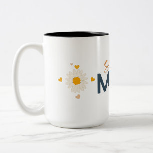 Caneca De Café Em Dois Tons Flor Super MOM