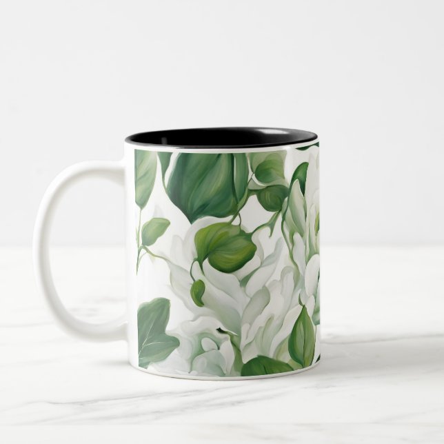 Caneca De Café Em Dois Tons Floral (Esquerda)