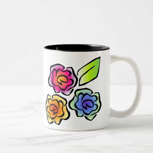 Caneca De Café Em Dois Tons Floral 3 Mug (Direita)
