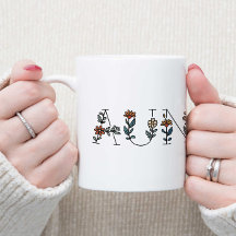 Floral Boho Mínimo Tia Dois Tons Coffee Mug