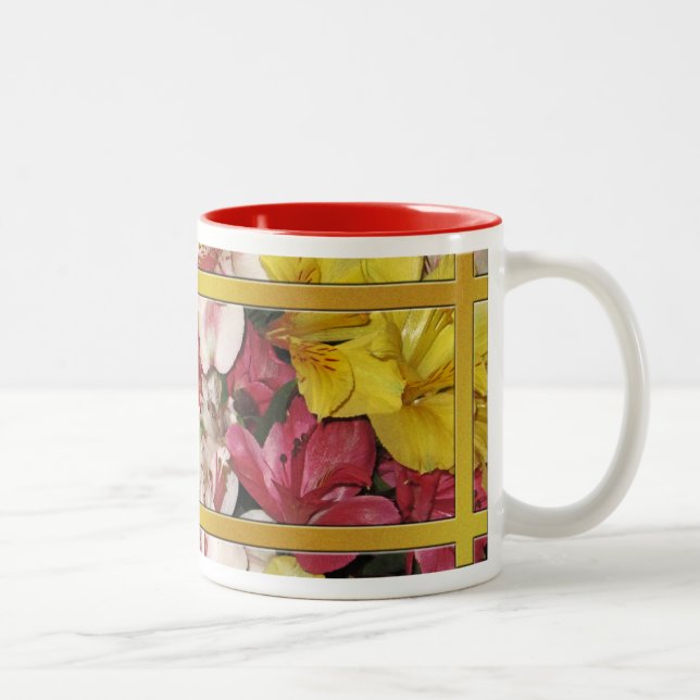 Caneca De Café Em Dois Tons Floral Buquê Café Mug (Direita)