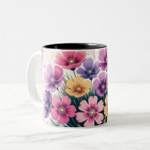 "Floral Café Mug - Flower Cup