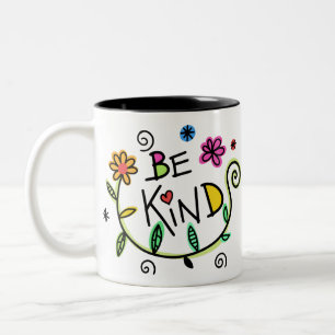Caneca De Café Em Dois Tons Floral Colorida Ser gentil