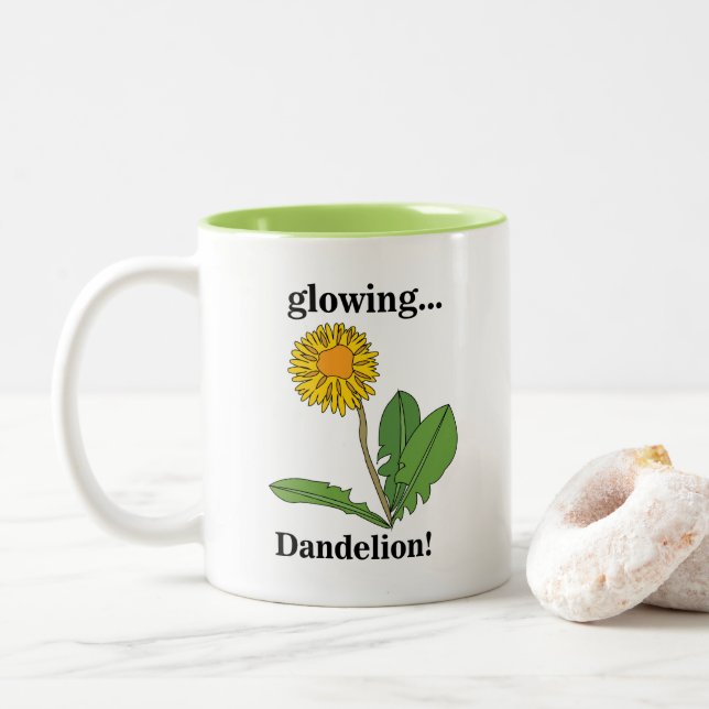 Caneca De Café Em Dois Tons Floral Dandelion (Com Donut)