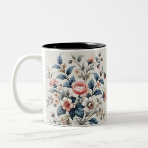 Caneca De Café Em Dois Tons Floral Design Elegante De Café