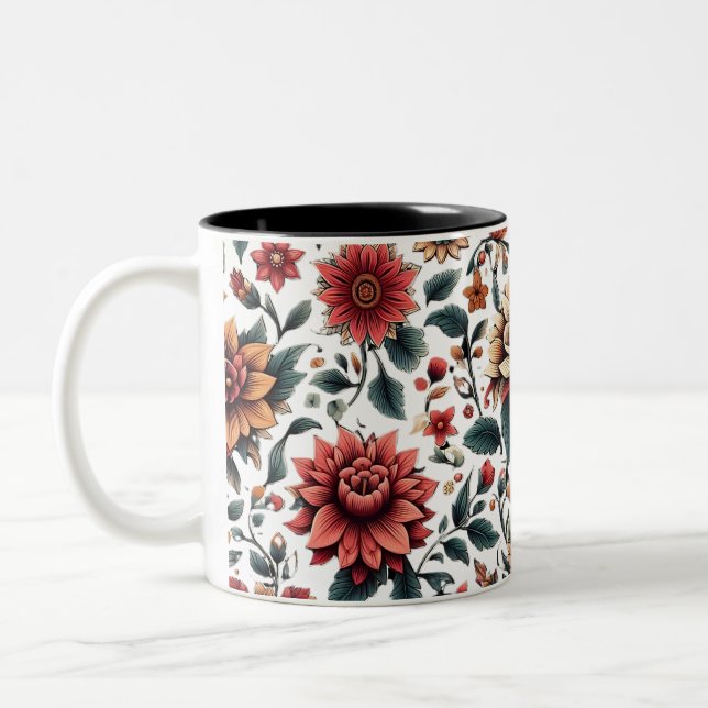 Caneca De Café Em Dois Tons Floral Dsign (Esquerda)
