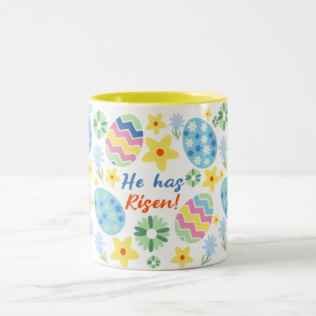 Caneca De Café Em Dois Tons Floral Ele Tem Aumento Da Páscoa (Centro)