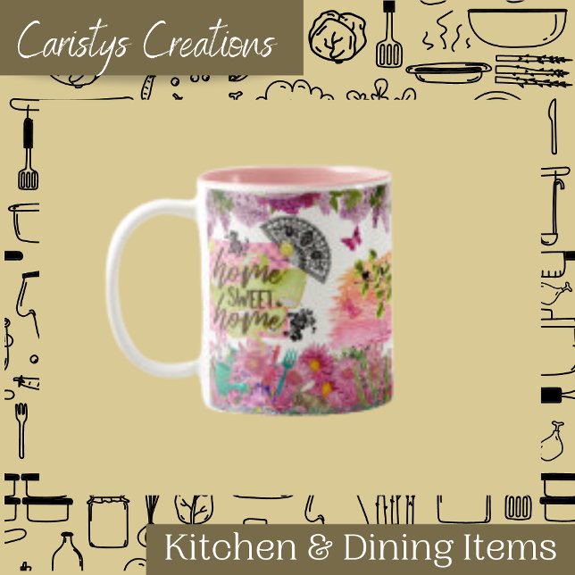 Caneca De Café Em Dois Tons Floral Garden Home Sweet Home (Criador carregado)