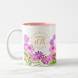 Caneca De Café Em Dois Tons Floral Garden White
