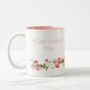 Caneca De Café Em Dois Tons Floral Happy Dia de as mães Coffee Mug
