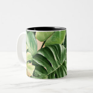 Caneca De Café Em Dois Tons Floral/Havaí/Folha tropical