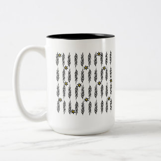 Caneca De Café Em Dois Tons Floral Minimalista Sem Costura Botânica Moderna Da