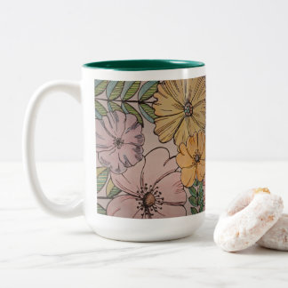 Caneca De Café Em Dois Tons Floral Mug
