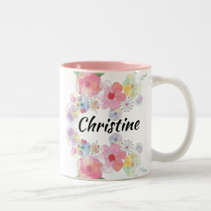 Caneca De Café Em Dois Tons Floral Mug - Christine